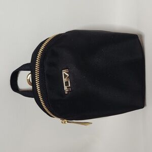 TUMI Black and Gold Nylon Charm Pouch